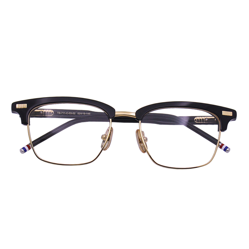 Tb Eyeglass Frame Tb711 Half-Rim Eyeglasses for Men, Retro Style, Blue Light Blocking, Photochromic, Prescription Available