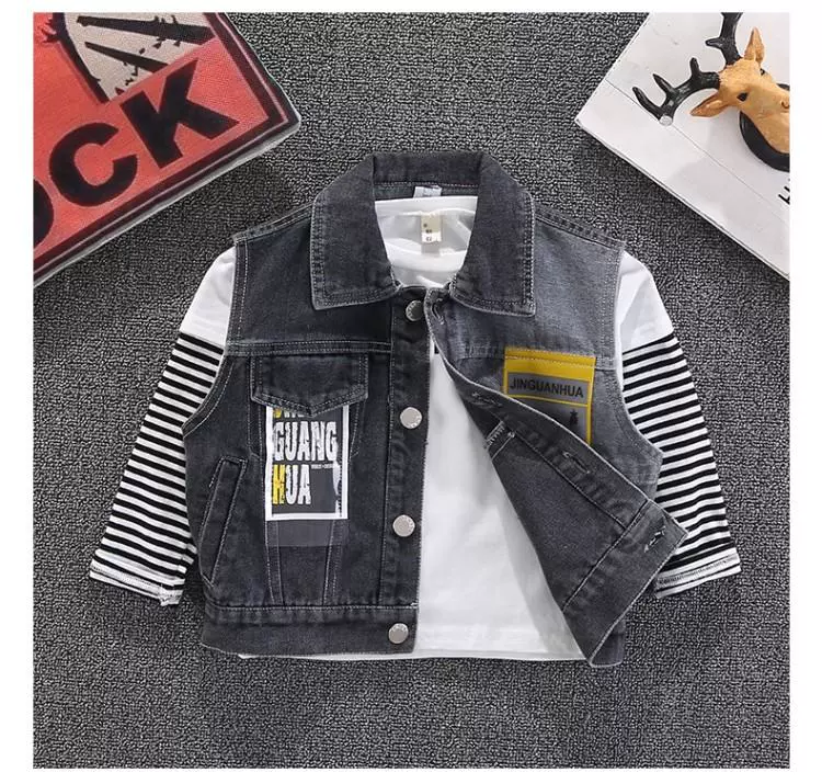 Áo vest denim trẻ em bé trai 2020 phong cách hàn quốc mới Áo khoác nam ngoại, xu hướng thời trang trẻ em áo khoác ngoài - Áo ghi lê