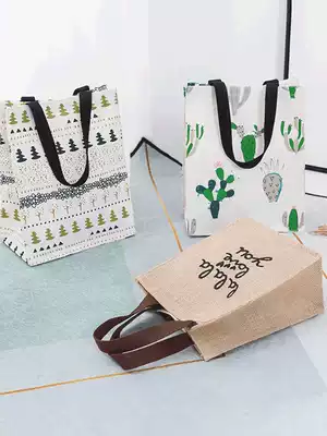 Handbag shopping bag hand-carrying lunch box Bento bag women folding portable waterproof book environmental protection canvas bag DX type