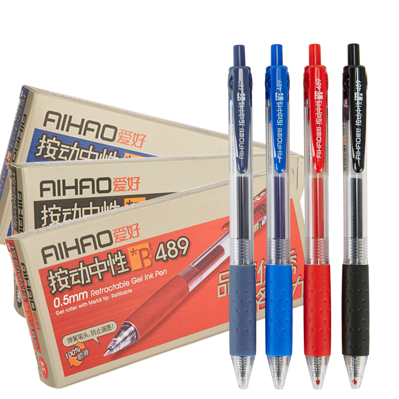 Hobby gel pen Press signature pen Water core 0 5mm doctor's prescription pen ink blue black red student B489 Office