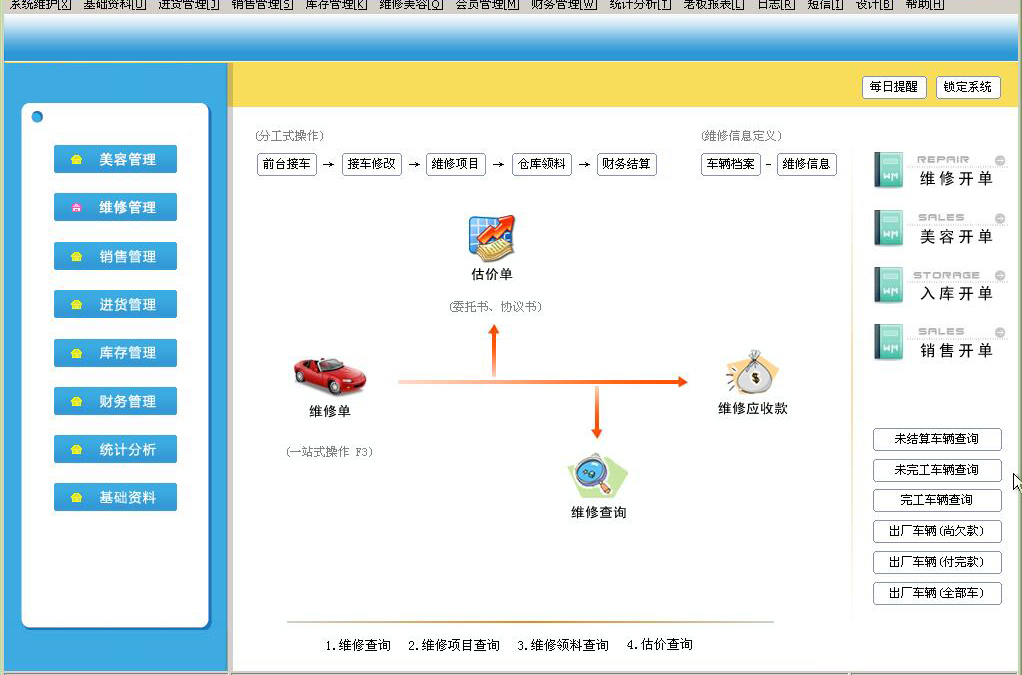 Automotive Accessories Sales Car Repair Beauty Steamers 4S Store Management System Single Machine Edition With Film Tutorial