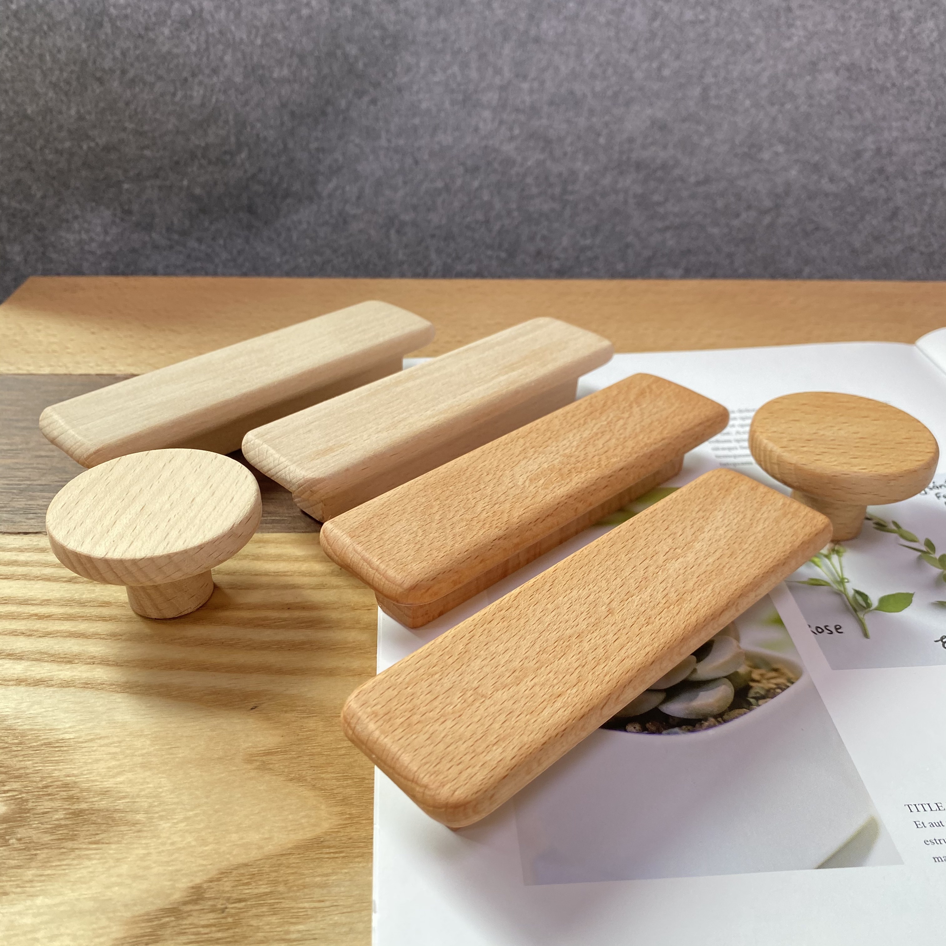 Beech solid wood log color white embryo solid wood creative handle log wooden Japanese pastoral style single hole simple handle