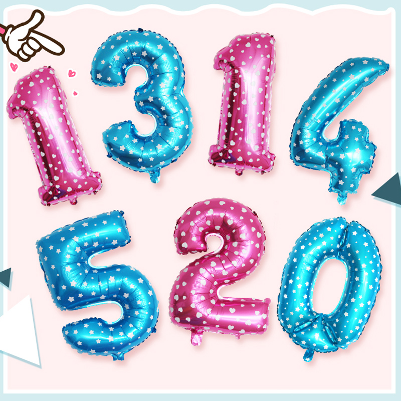 36 Inch Large Number Aluminum Film Balloon Birthday Arrangement Adornment Blue Pink 0123456789 Aluminum Foil Balloon