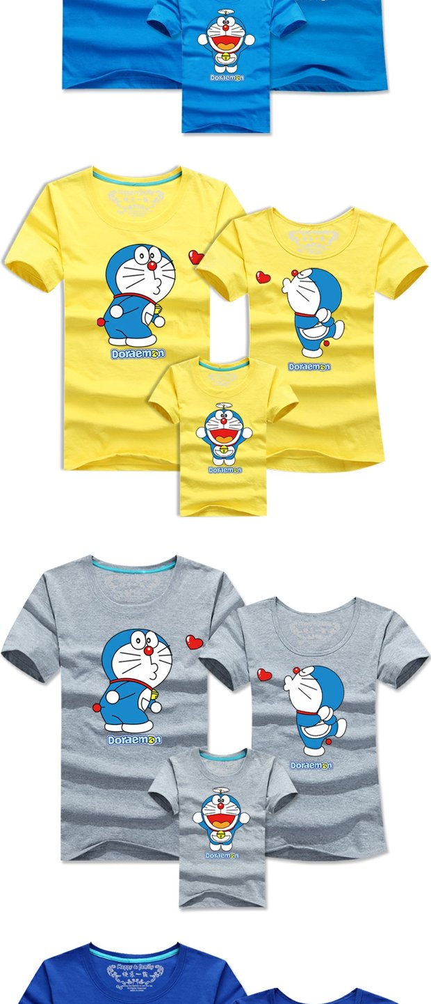 Trẻ em chụp ảnh áo phông cha mẹ trẻ em mùa hè quần áo ba gia đình mới cotton kích thước lớn trang trí nhà máy jingle mèo áo khoác cặp cho mẹ và bé