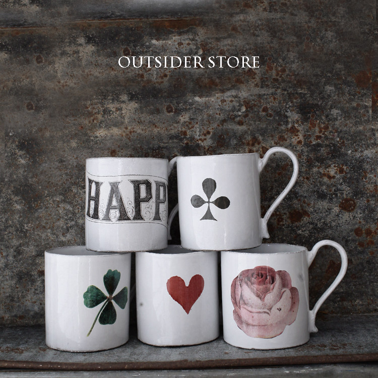 Spot ASTIER de VILLATTE Caring Four Leaf HAPPY Black Peach Rose Mark Cups