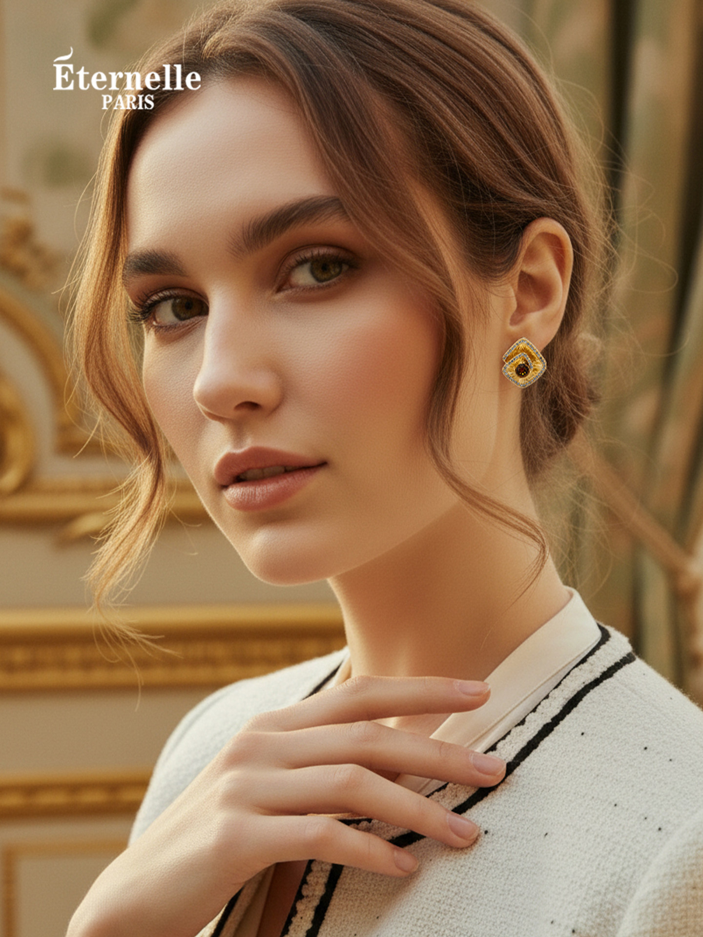 Eternelle French Eternal Radiant Kiss Earrings Layered Artistic Design Earrings Light Luxury Retro Earrings