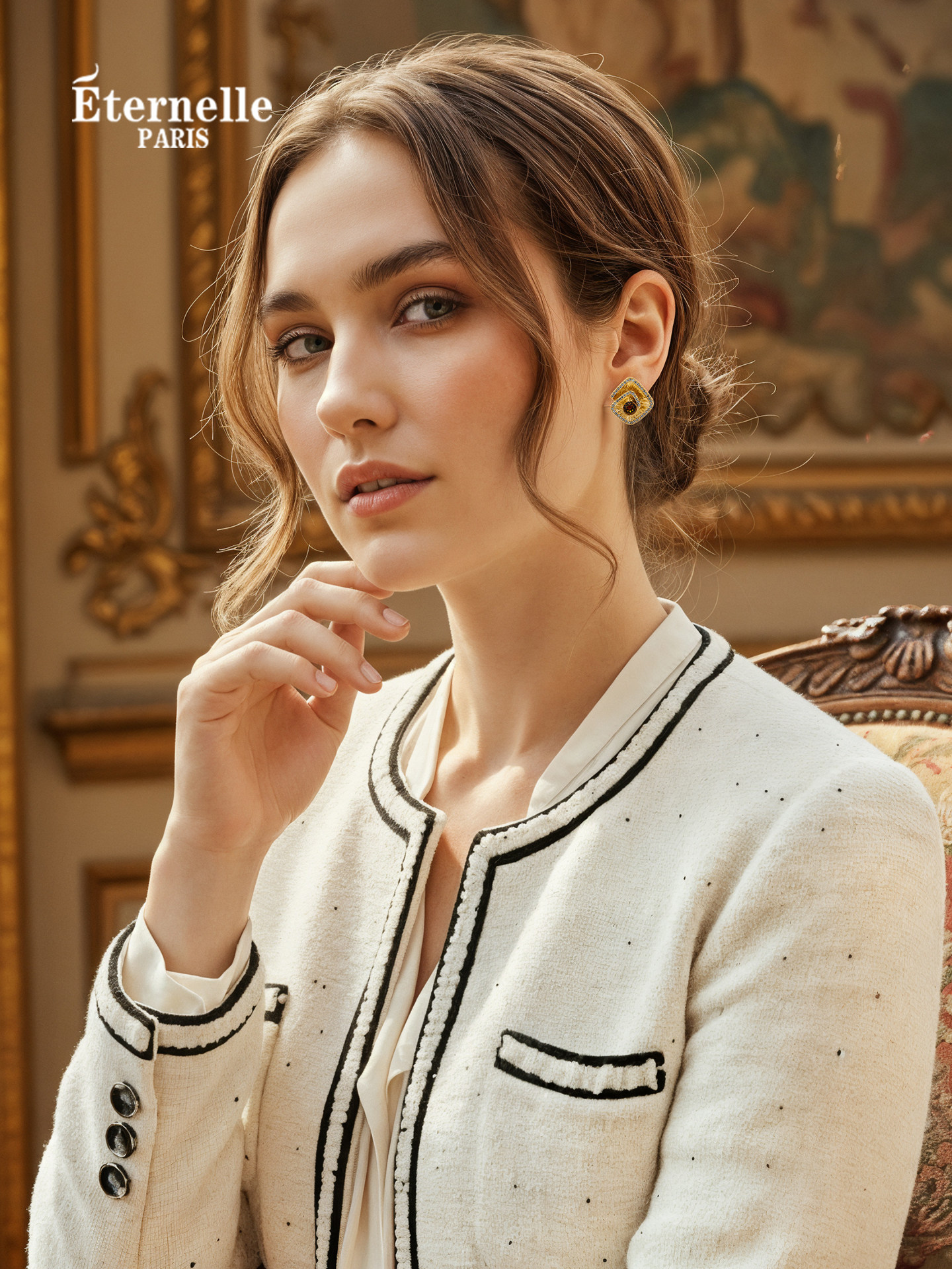 Eternelle French Eternal Radiant Kiss Earrings Layered Artistic Design Earrings Light Luxury Retro Earrings