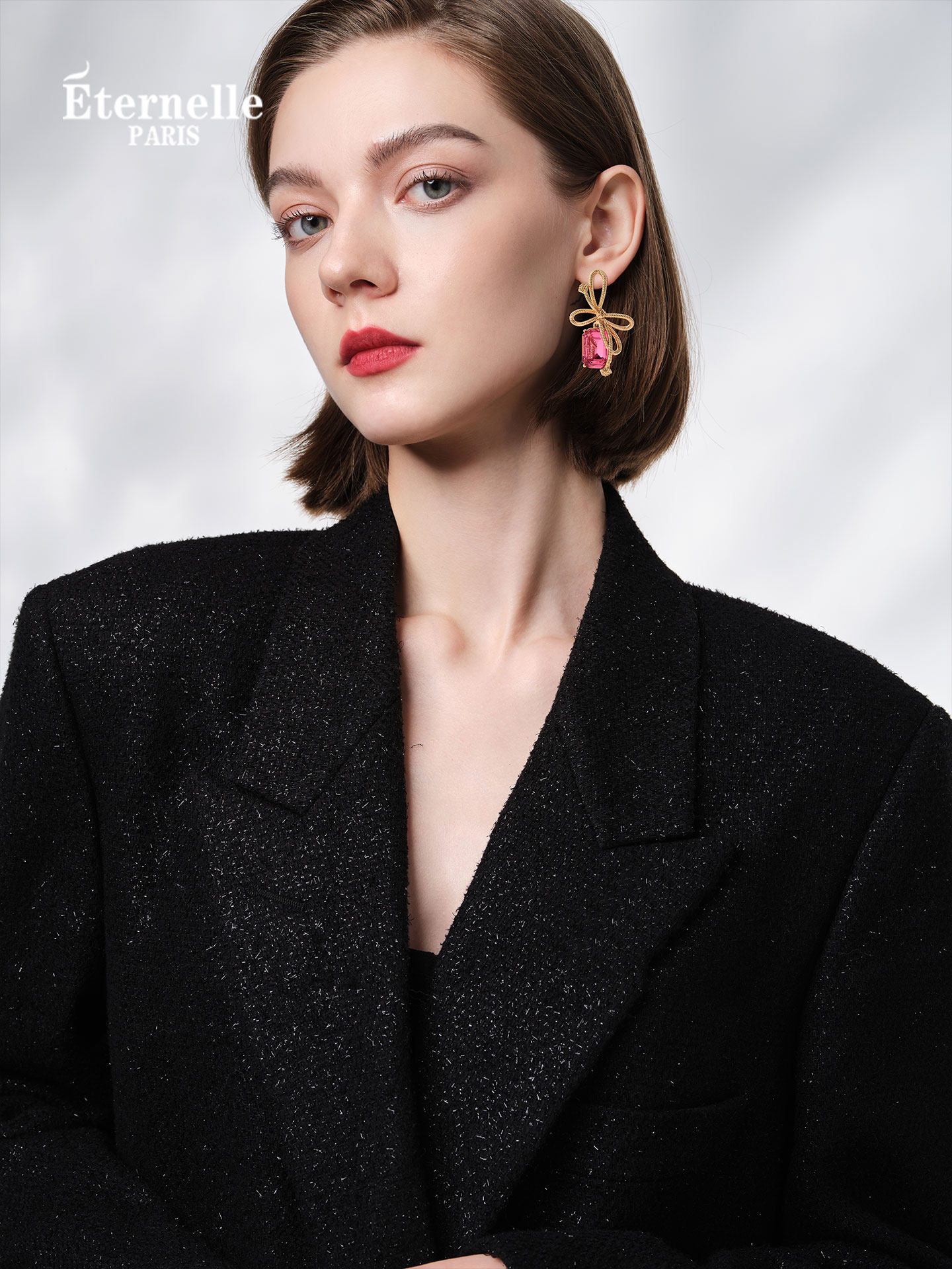 Eternelle French Eternal Venus Flame Earrings High-End Light Luxury Earrings Bow Earrings New Year Gift