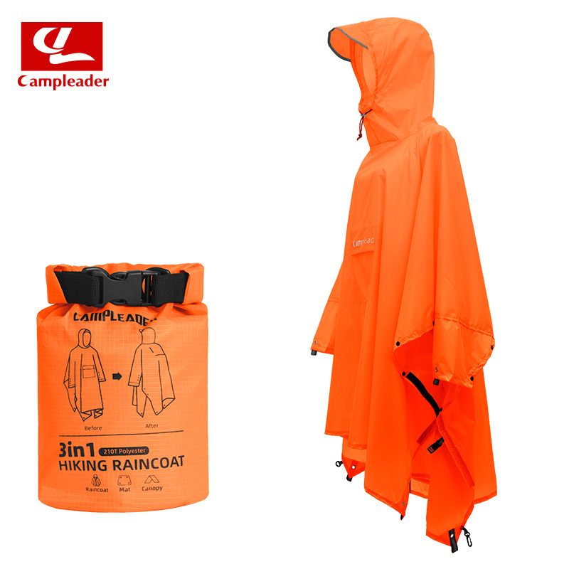 Outdoor Hiking Raincoat, Cycling Nylon Raincoat, Mountaineering Portable Ground Cloth, Picnic Mat, Canopy, Three-In-One Multi-Function