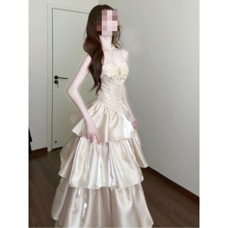 French-Style Evening Dress with a High-End, Light Luxury Feel, Suitable for Students, Parties, Coming-Of-Age Ceremonies, and Everyday Wear, Also Suitable for Hosts