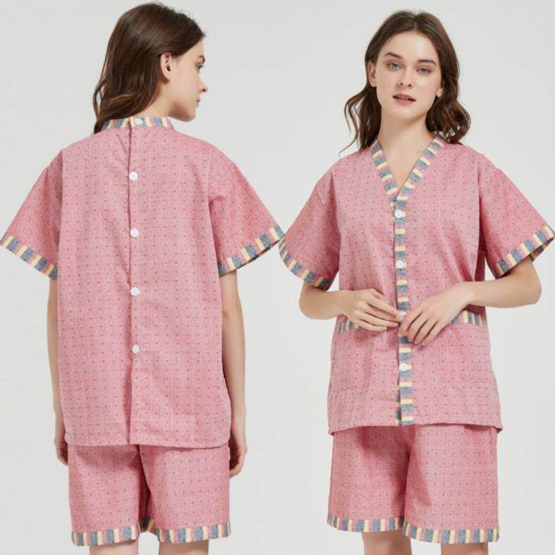 Sauna male and female front and back button massage acupuncture-moxibustion back cardiovert full cotton comfortable open back clothes with moxibustion clothes resistant to wear