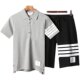 ຊຸດເສື້ອໂປໂລຜູ້ຊາຍ tb ສັ້ນ 4-stripe trendy shorts sports pants ຫ້າຈຸດຜູ້ຊາຍບາດເຈັບແລະຊຸດສອງສິ້ນ