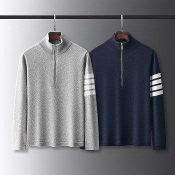 Tb half turtleneck sweater autumn men's pullover half zipper four-bar sweater men's casual outerwear long-sleeved trendy