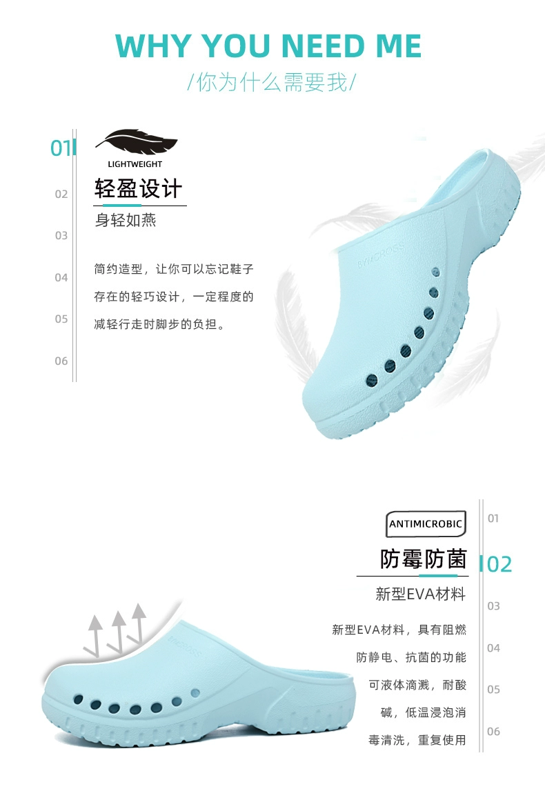 Operating room slippers for men and women, medical non-slip toe-toe doctor and nurse slippers, nursing room slippers, work experimental clogs