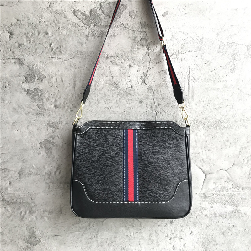 Foreign trade factory original single surplus single clearance processing first layer cowhide pure leather lychee pattern large space postman bag Messenger bag