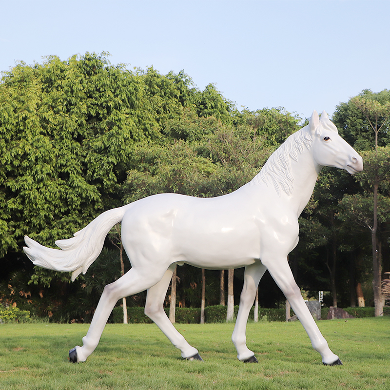 Outdoor Large-Scale Simulated Horse Sculpture for Garden, Real Estate, Landscape, Grassland, Farm, Fiberglass Horse Model, Floor-Standing Ornament