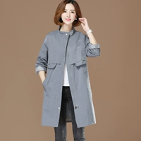 Tháng 9 Momo 2018 thu đông mới của phụ nữ áo khoác dài cổ yếm màu rắn cổ điển áo khoác nữ phiên bản Hàn Quốc mẫu áo khoác đẹp