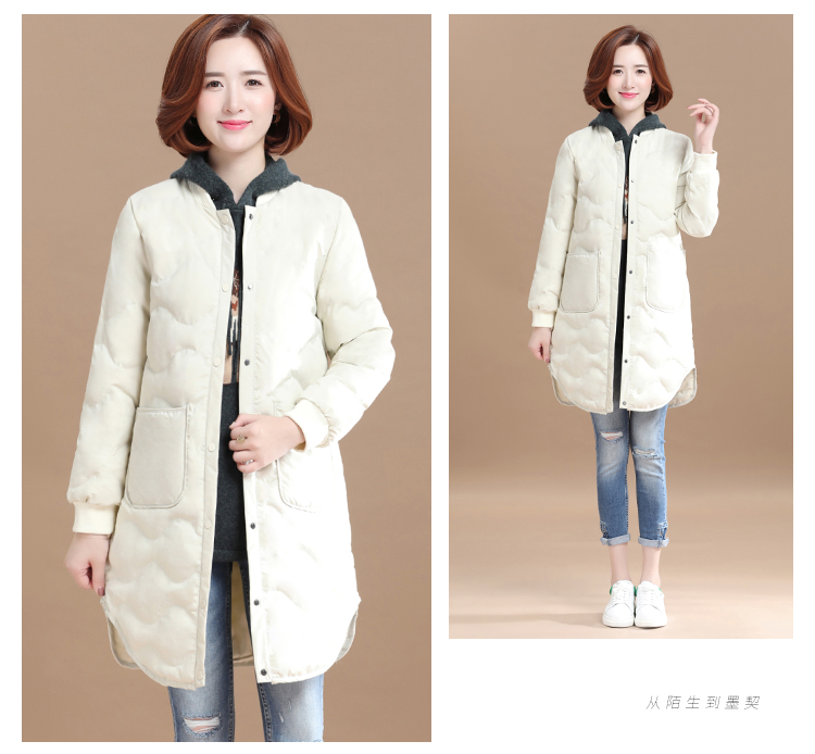 Tháng 9 Momo 2018 thu đông mới của phụ nữ dài màu rắn lỏng khâu phụ nữ cotton phiên bản dày của Hàn Quốc áo phao lông cừu