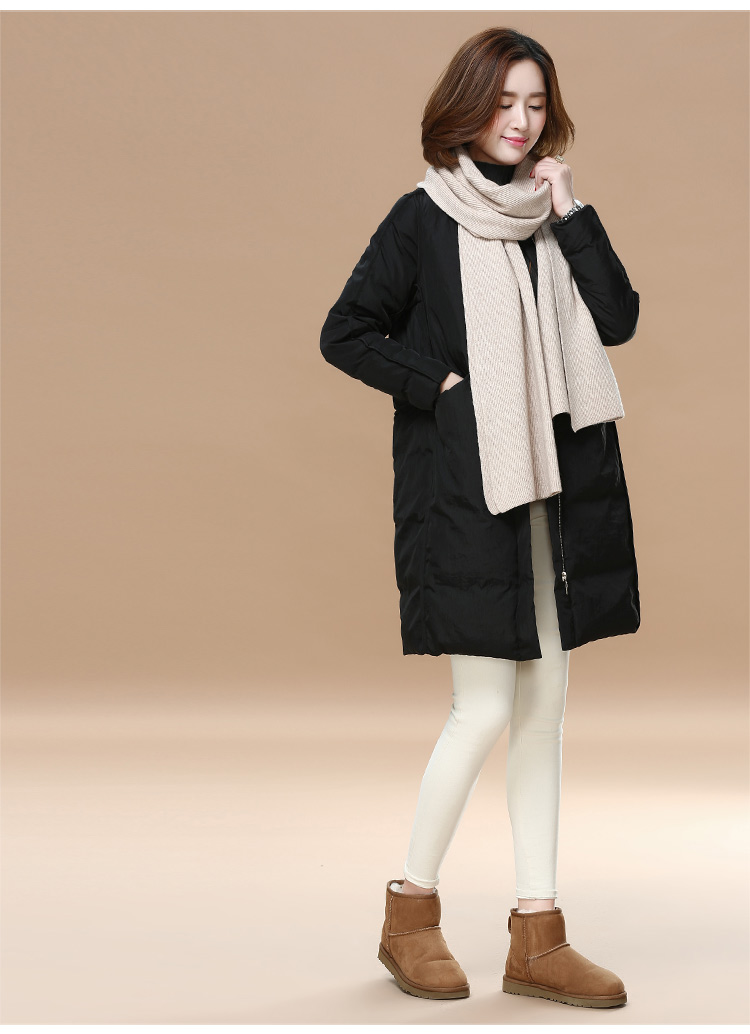 Tháng 9 Momo 2018 mùa thu và mùa đông mới cho phụ nữ cổ tròn retro cotton lỏng của phụ nữ áo dài cotton giản dị của Hàn Quốc áo phao mùa đông nữ