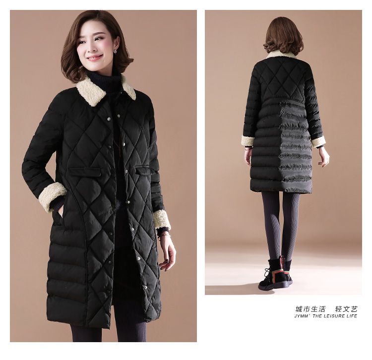 Tháng 9 Momo 2018 thu đông của phụ nữ mới khâu tóc cừu trong phần dài của phụ nữ cotton phiên bản Hàn Quốc của quần áo cotton lỏng áo phao siêu nhẹ uniqlo nữ