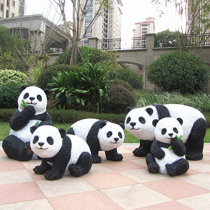 Fiberglass Panda Sculpture Garden Landscape Feature Outdoor Garden Arrangement Kindergarten Community Lawn Decoration Ornament