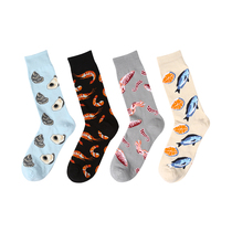 RMB39  5 Binins Illustrator Trendy Socks Mens South Korea Ulzzang Middle Silo Socks Pure Cotton Sports Cotton Socks