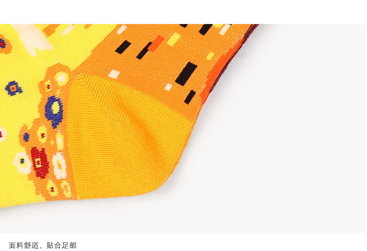 Vớ mùa thu và mùa đông vớ cotton Giáng sinh trừu tượng sơn dầu Mona Lisa văn học nam nữ đôi tất vớ nữ