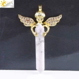 Добро пожаловать в Love Cupid Angel Cwing Collese Inlade Prinestone Подвеска натуральный хрустальный шестиугольный гексагональный призму -Бесплатная судоходство с раз