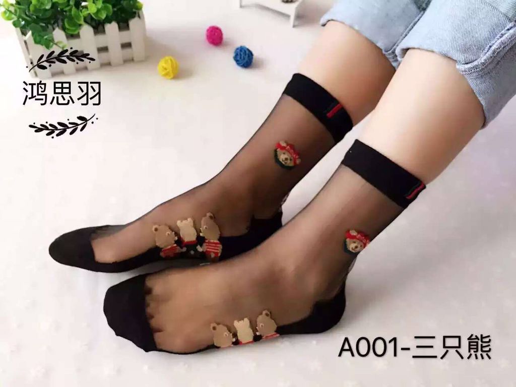 Authentic Hong Si Yu Korea cotton cotton pha lê lụa lụa vớ nữ chống móc dây thủy tinh vớ vớ tất đùi dễ thương
