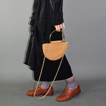 ZGUI paper ghost original design portable shoulder cross body mini bag washed Kraft paper semi-circular female bag