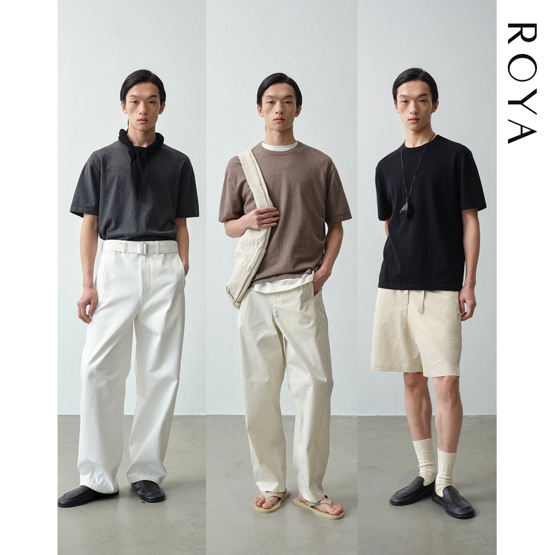 Roya丨Cashmere Cotton Blend One-Piece Knit Short-Sleeve Spring Style Casual Knit Crew Neck Tee