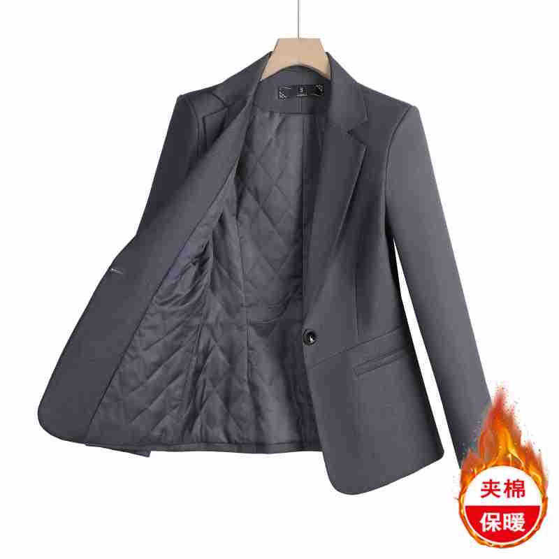 Gray Blazer for Women, Autumn and Winter, College Student Formal Wear, Work Uniform, 2026 New Style, Elegant Professional Suit, Thickened