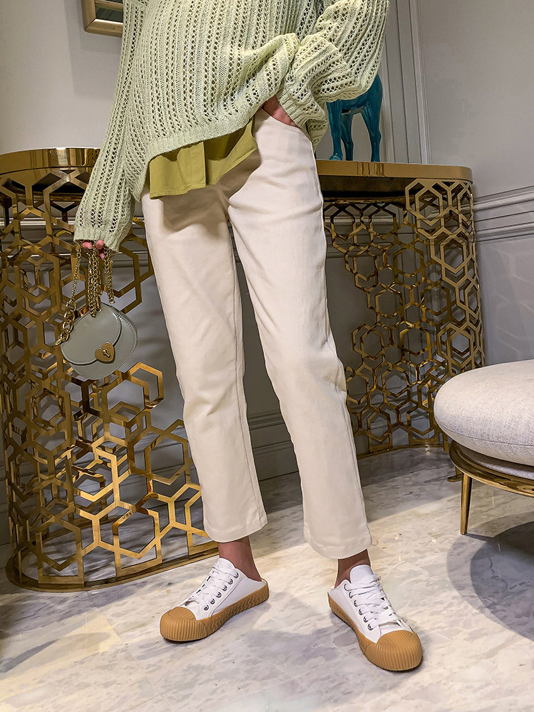 Maternity pants Autumn wear trousers 2021 new autumn wear nine-point loose straight pants Korean version of the tide mother