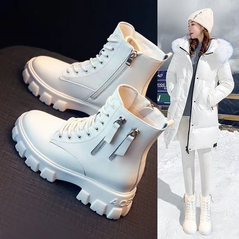 Brand Special Offer 2025 New Genuine Leather Martin Boots for Women, Autumn and Winter New Style, Chunky Heel, White French Mid-Calf Short Boots Brand Special Offer 2025 New Genuine Leather Martin Boots for Women, Autumn and Winter New Style, Chunky Heel, White French Mid-Calf Short Boots