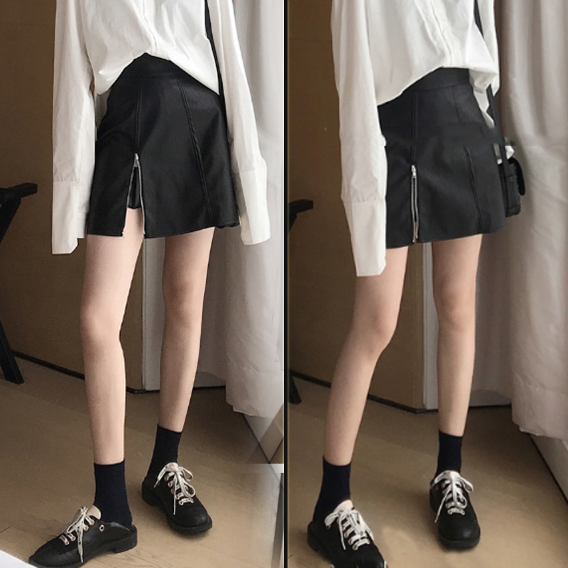 Pregnant Woman Spring Summer Half Body Dress With Slim Fit Pants Skirt 2022 Small Leather Skirt Bottom Pull Necklace Open Fork Dress A Character Short Dress