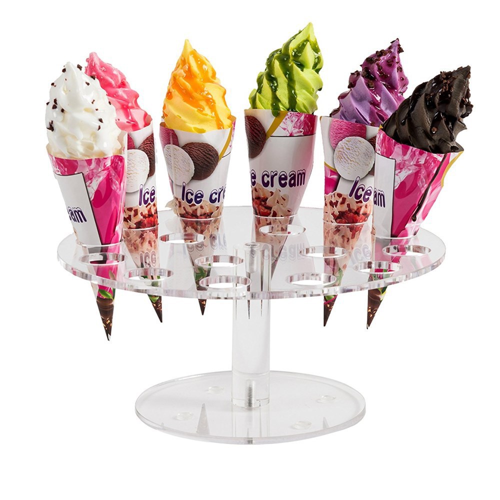 Custom Acrylic Ice Cream Display Rack Round Sweet Drum Model Rack Organic Glass Demolition Ice-cream Exhibition Rack