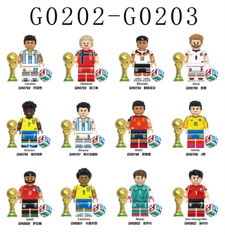 2026 World Cup Football Stars Haaland, Lautaro, Neuer, J. Rodriguez Building Block Figures Children's Toys 2026 World Cup Football Stars Haaland, Lautaro, Neuer, J. Rodriguez Building Block Figures Children's Toys