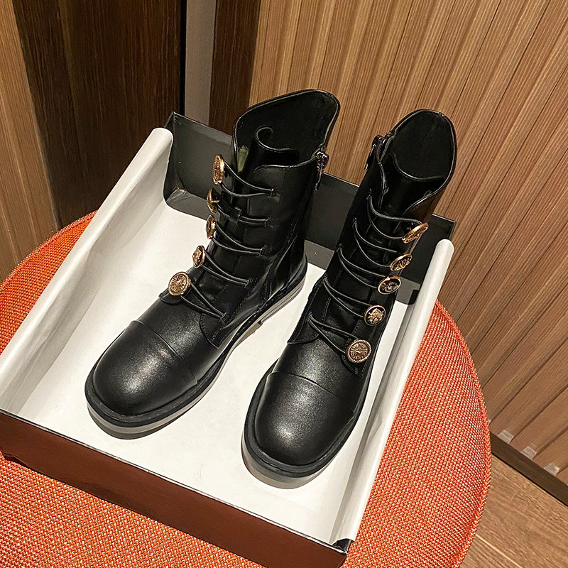 Martin Boots Woman Autumn Winter Plus 2020 new 100 lap Inn Wind Black Locomotive Boots short Boots Wins