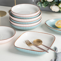 Plate Nordic creative tableware ceramic dish household steak plate breakfast plate fruit plate plate plate plate plate plate dish disc Square