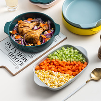 Cheese baked rice baking tray ceramic baking bowl baking home creative oven bowl microwave oven special plate dish ins Wind