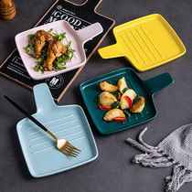 Baked rice baking dish home oven microwave oven special bowl ceramic net red plate tableware creative dish steak plate