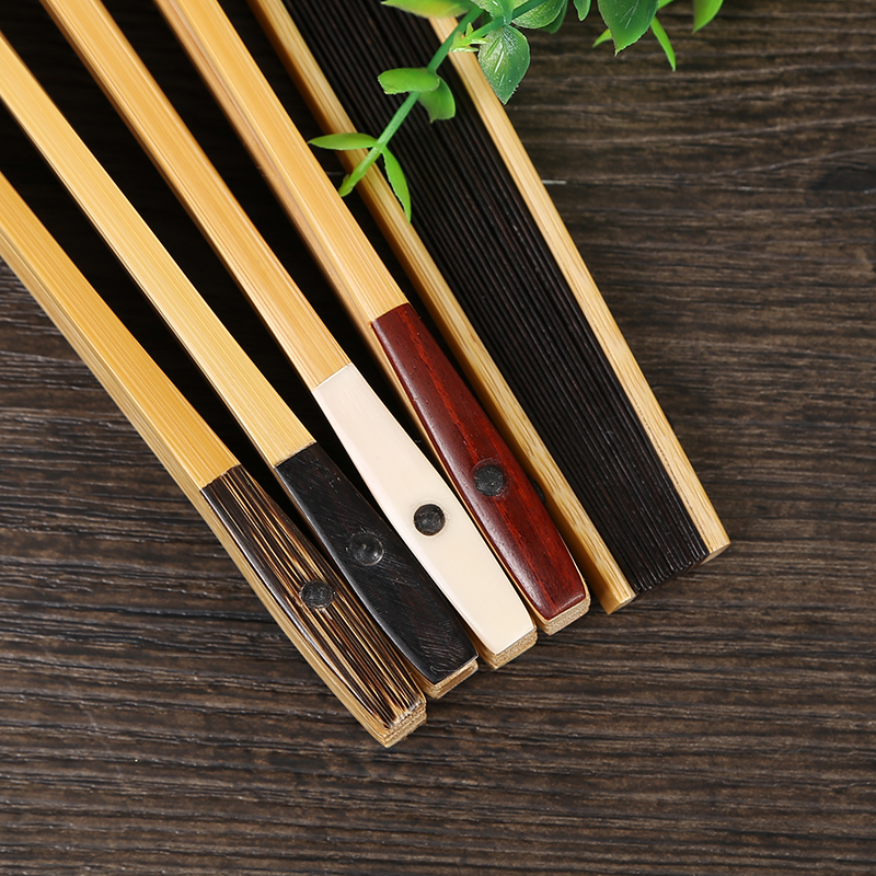 New product 9 5 inch 18 squared ancient square head jade bamboo fan bone inlaid with white folding fan jade bamboo folding fan blank surework fan surface