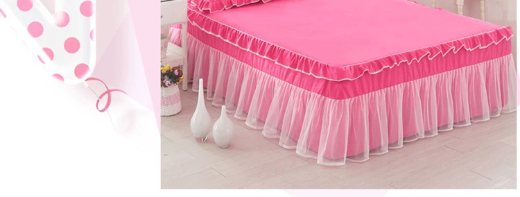 công chúa Hàn Quốc chải ren giường bedspread váy một gia đình bốn màu giường ren chăn che 1,5 / 1,84 bộ - Bộ đồ giường bốn mảnh