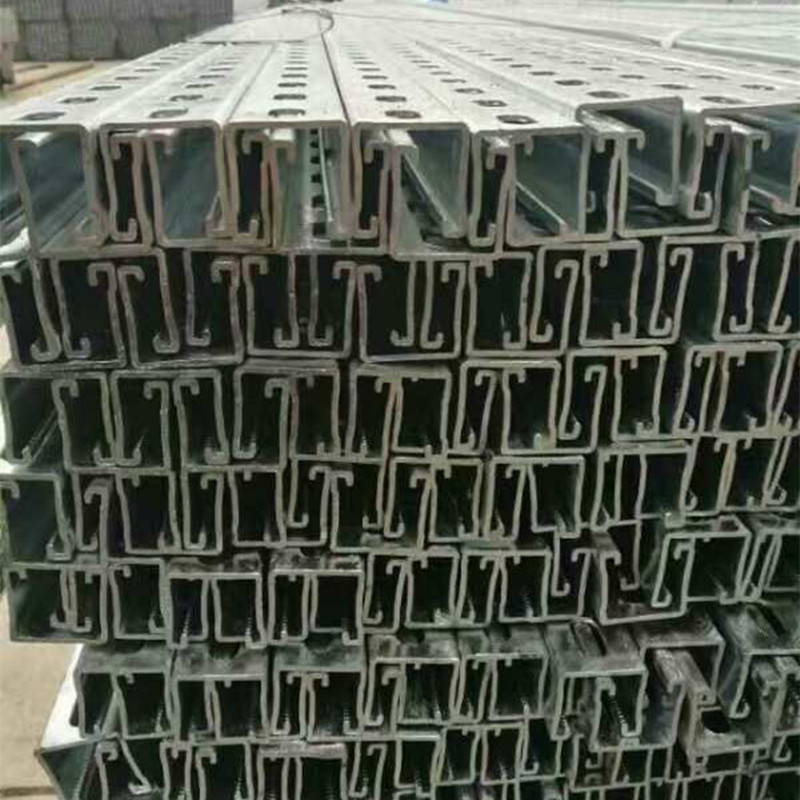 Punch hole c steel galvanized solar photovoltaic bracket purlin 41*41*1 8mm hot-dip zinc u-steel channel steel