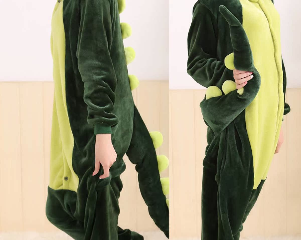 Mùa thu và mùa đông phim hoạt hình jumpsuit khủng long động vật Stie Alan đôi tay dài đồ ngủ nam và nữ dịch vụ nhà vệ sinh bộ quân áo ngủ nam