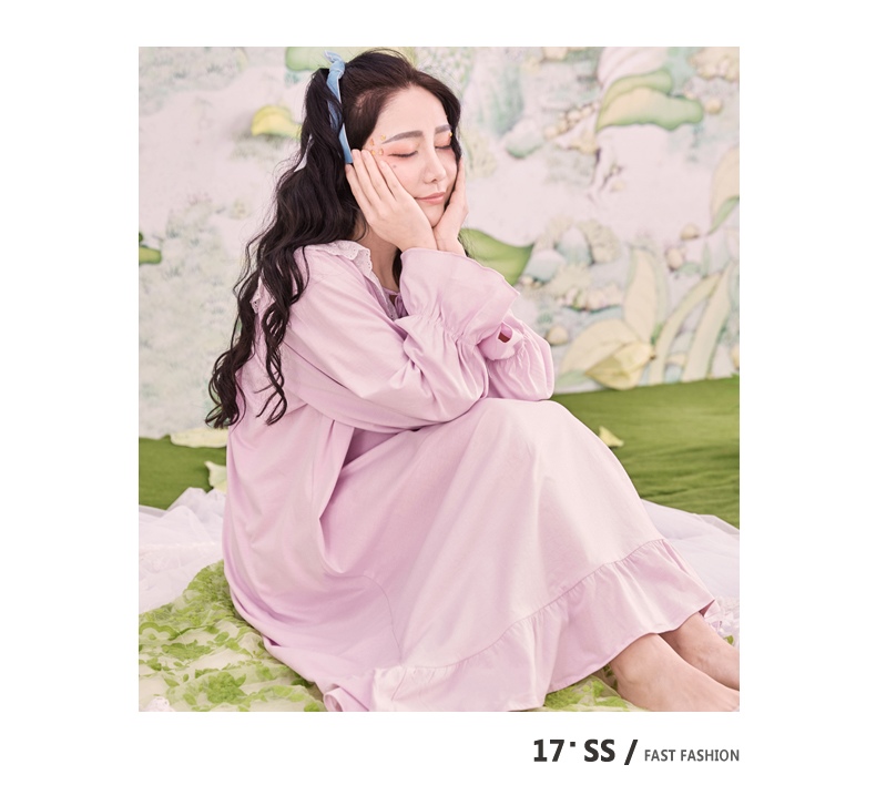 Chyllirn / 茜 靓 睡裙 女 春秋 棉 睡衣 đồ bộ mặc nhà