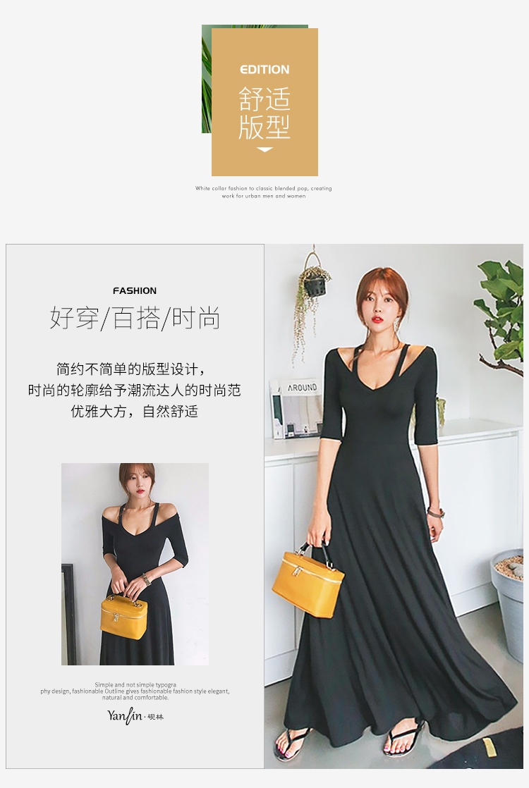 Xuân-Hè 2019 Phụ nữ Hàn Quốc áo dài cổ chữ V rỗng tay năm điểm xòe rộng đầm kỳ nghỉ bãi biển gợi cảm - Cộng với kích thước quần áo áo sơ mi nữ kiểu hàn quốc