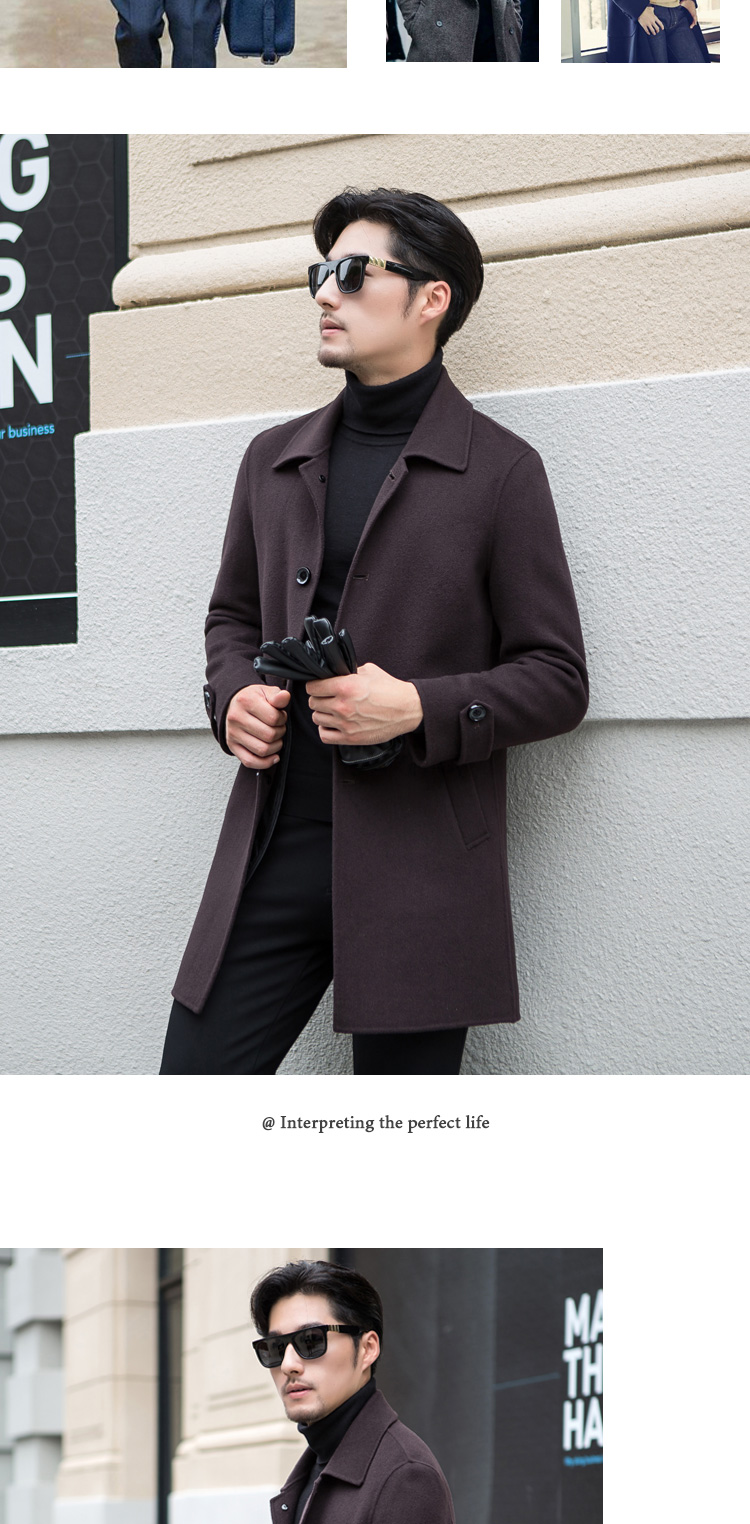 Áo len nam phần dài hai mặt Nikon phiên bản của áo len phù hợp với cổ áo cashmere coat nam quần áo