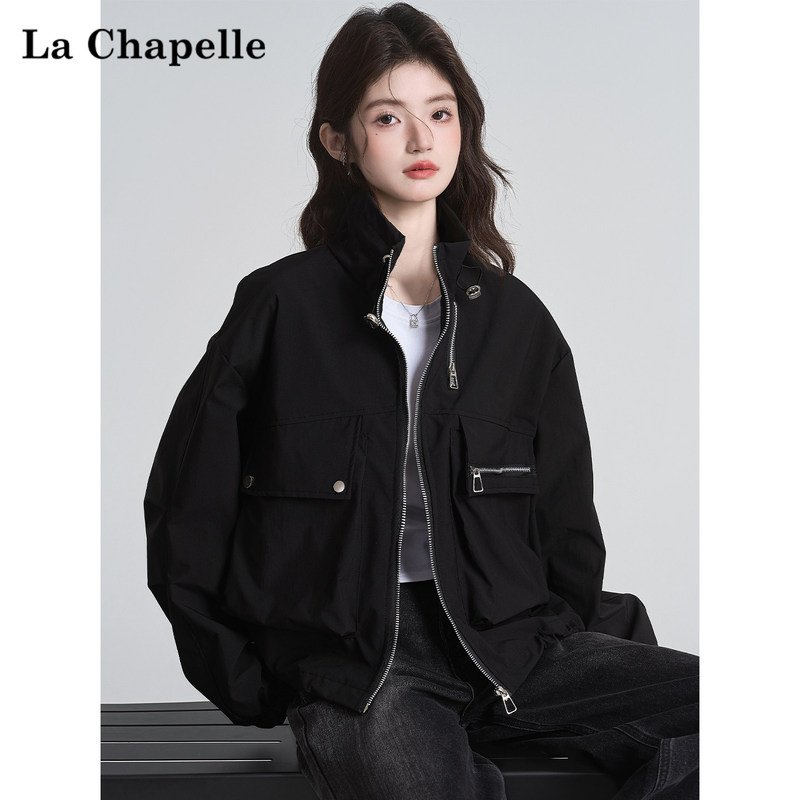 La Chapelle Black Stand-Up Collar Jacket Workwear for Women, Spring and Autumn 2026 New Style, Petite Short Slim-Fit Cardigan Coat La Chapelle Black Stand-Up Collar Jacket Workwear for Women, Spring and Autumn 2026 New Style, Petite Short Slim-Fit Cardigan Coat