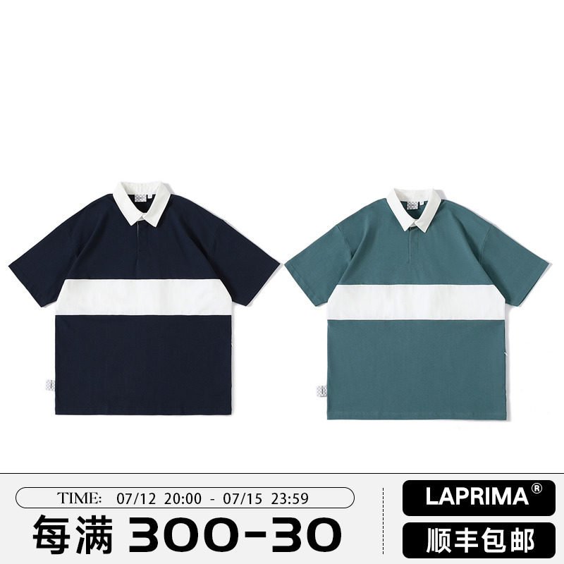 LAPRIMA 21SS POLO SHIRT Day Faculty POLO Shirt splicing CITYBOY Style Loose Leisure